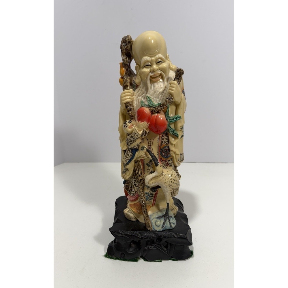 Chinese Shiwan God of Longevity SHAU-LAO Statue 11.5" Tall